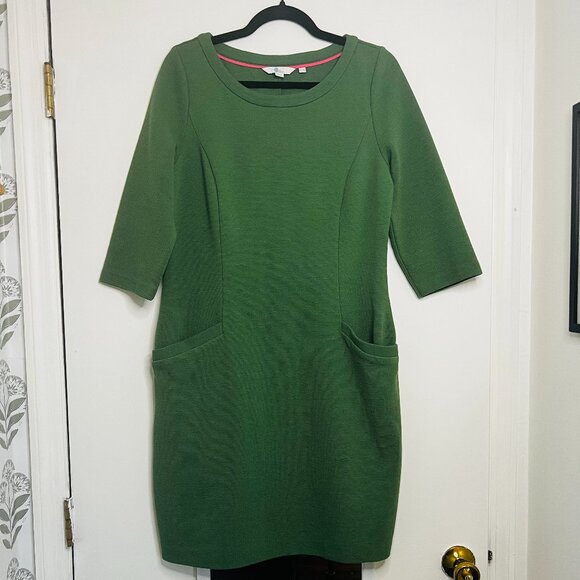 Boden Green Ponte Shift Dress | Classic Fit Work to Weekend Style | Size 12 - Picture 2 of 5